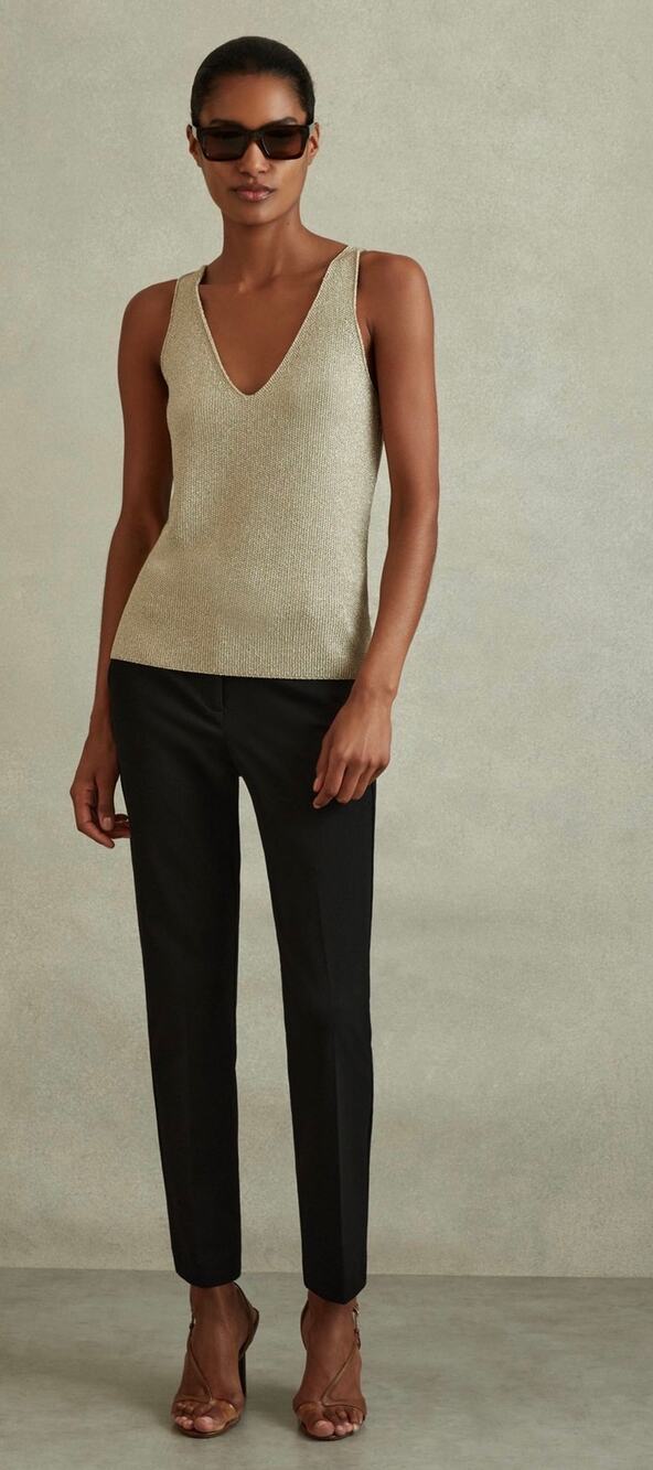 REISS Joanne Slim Fit Tailored Trousers in Black Size 8R NWT
